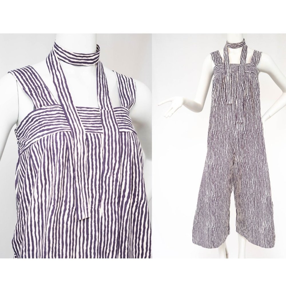 Women's Stripped Sleeveless Full Size Boho Chic Designer Loungewear Jumpsuit